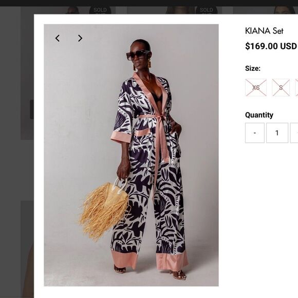 By Egreis Kiana Set Tropical Pink Feather Trim Robe Pajama Set - Picture 16 of 16